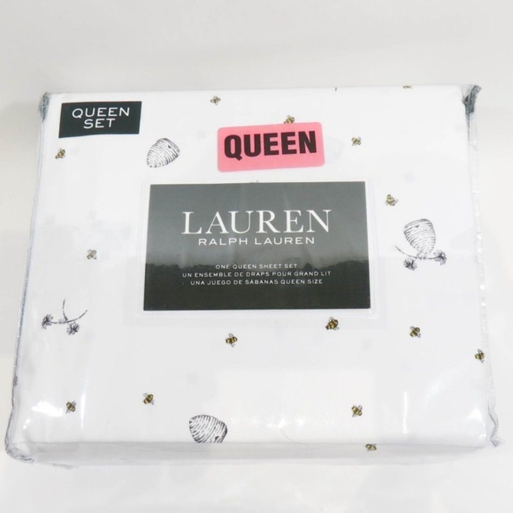 Ralph Lauren Queen Sheet Set Honey Bee 4 Piece